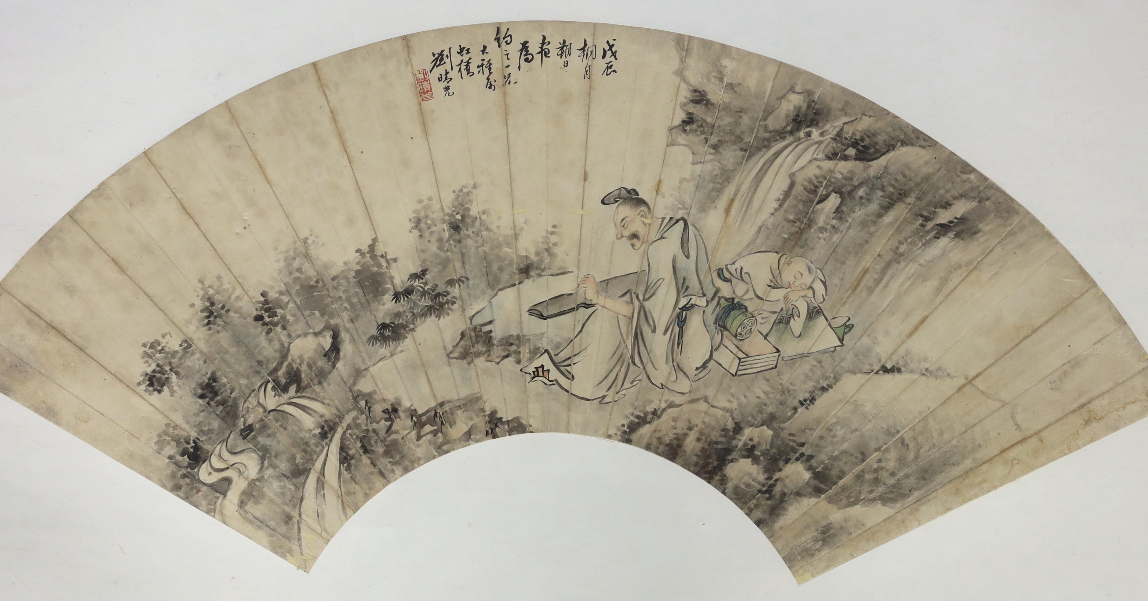 A Chinese fan leaf painting, 19th century